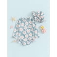 thumbnail image 2 of Bagilaanoe Toddler Baby Girl One-Piece Swimsuit Flower Print Long Sleeve Zipper Rashguard Swimwear + Swimming Cap 6M 12M 18M 24M 3T 4T Kids Ruffle Bathing Suit, 2 of 9