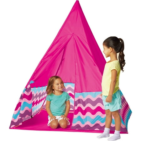 Chevron Patterned Fabric Kids Play Tepee, Pink