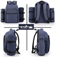 thumbnail image 4 of Picnic Backpack Bag for 4 Person with Cooler Compartment, Detachable Bottle/Wine Holder, Fleece Blanket, Plates and Cutlery Set(4 Person, Navy), 4 of 9