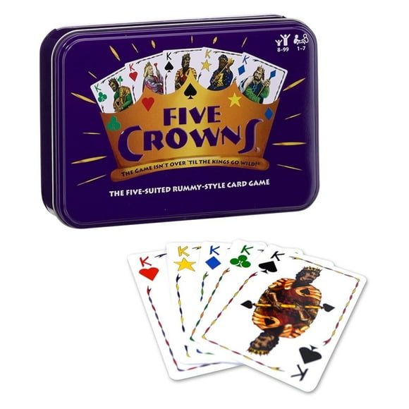 5 Crowns Card Game - Collectible Tin Box 5 Crown Rummy Style Night Favorite Family Gathering Game - 5 Crowns Card Game Set