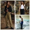 thumbnail image 3 of Dickies Womens Work Pants - High Waisted Relaxed Fit Contrast Stitch Casual Double Knee Womens Pants, 3 of 7