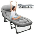 thumbnail image 2 of Camping Cot Recliner Portable Folding Bed with Pillow Adjustable Backrest Heavy Duty Frame for Sleeping Travel Office Indoor Outdoor Use, 2 of 7