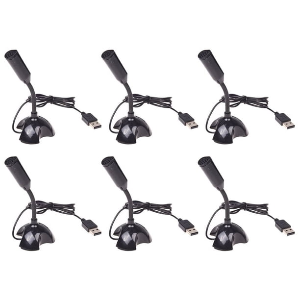 6X Microfono USB Web Flexible Microfono de Cancelacion de Ruido para PC Ordenador Portatil Stand Negro