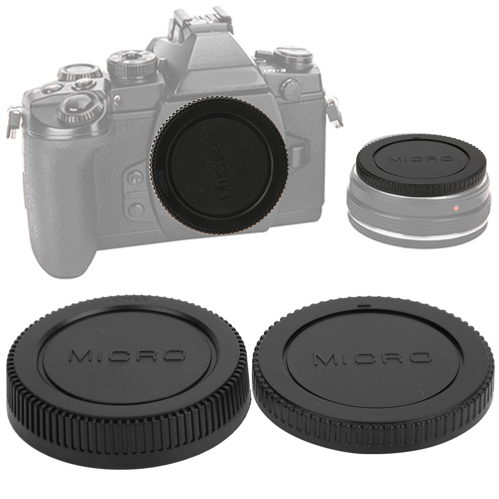 Kritne Black Plastic Portable Lens Rear Cover Body Front Cap Kit Fit