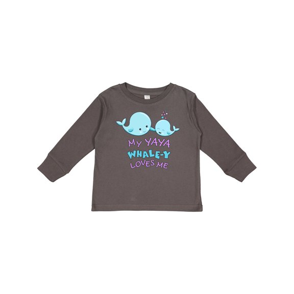 Inktastic My Yaya Whale-y Loves Me Boys or Girls Long Sleeve Toddler T-Shirt