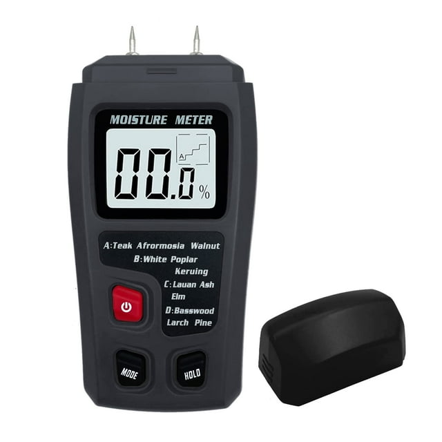 Digital Wood Moisture Meter Wood Humidity Tester Hygrometer Timber Damp Detector Large LCD Display (Black)