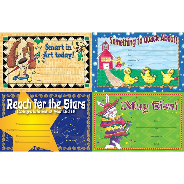 Barker Creek Ensemble de 4 Prix de Reconnaissance, Prix de Classe, Multi-Design, Récompense pour la Réussite et l'Effort des Étudiants! 30 Prix Chacun en 4 Designs, 120 Prix au Total, 8.5 Pouces x 5.5 Pouces Chacun (4298)