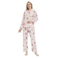 thumbnail image 2 of GLOBAL Womens 100% Cotton Notch Collar Pajama Set Homewear with Pockets, 2-Piece, Sizes S, 2 of 6
