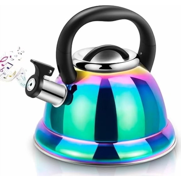Tea Kettle, Kettle 3.7QT, Tea Pot Whistling 316 Stainless Steel, Tea Kettle Stovetop with Cool Folding Handle, Kettle Teapot Rainbow Induction for Boiling Water, Mirror Finish