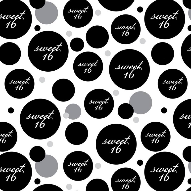 WOPARTY Black Wrapping Paper Roll - Black and White Pattern with Cut Lines  for Birthday, Holiday, Wedding, Baby Shower Party DIY Pack - 3 Rolls - 17