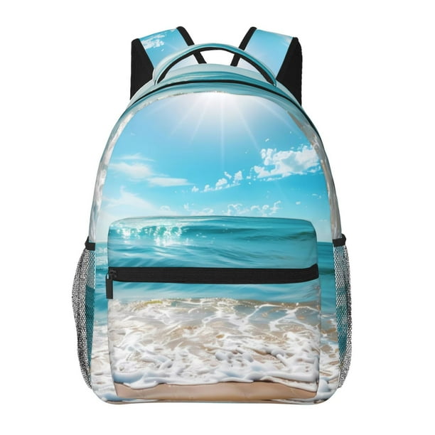 Disketp Sunny Ocean Waves Mochila Estampada para Hombre y Mujer – Mochila Ligera Clásica con Múltiples Bolsillos para Universidad, Trabajo y Viajes-One Size
