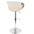 thumbnail image 4 of Contemporary Home Living Walnut Wood and Cream Fabric Adjustable Swivel Indoor Counter Stools 42.5", 4 of 5