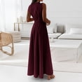 thumbnail image 4 of LWavelet Women's Sleeveless V-Neck Wrap Tie Waist Maxi Dress for Formal & Evening Wear Wine S, 4 of 5
