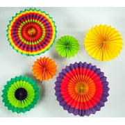 Angle View: Quasimoon Fiesta Paper Flower Pinwheel Backdrop Party Wall Decoration Combo Kit by PaperLanternStore