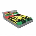 thumbnail image 3 of Saying Bedding Set with Sheet & Covers, Rastafarian Design Just Relax Message on Vermilion Yellow and Green Stripe Backdrop, Printed Bedroom Decor 2 Shams, 4 Sizes, Multicolor, by Ambesonne, 3 of 3