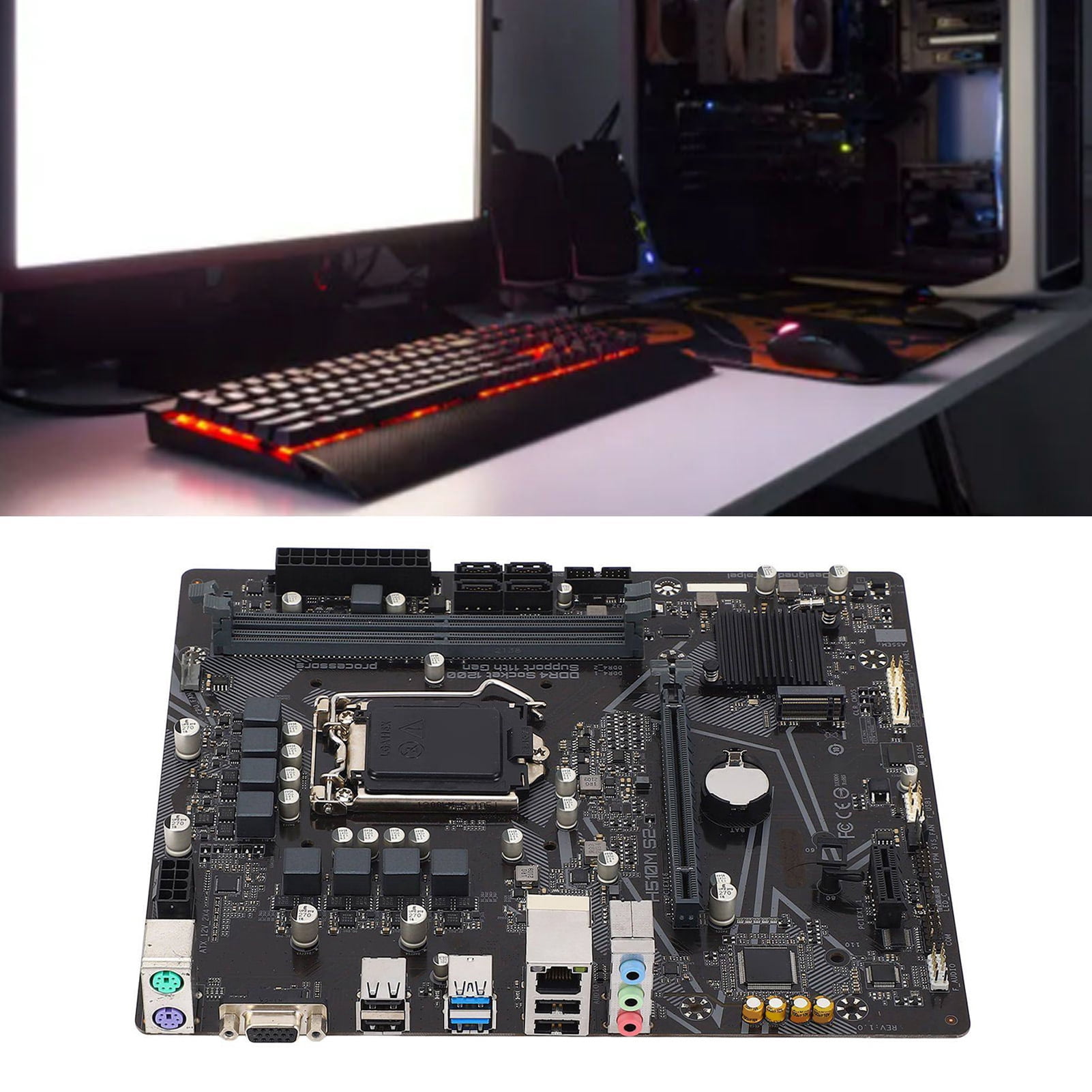 H510M-S2 Computer Motherboard, M-ATX Computer Motherboard VGA Output 2 Channel DDR4 for Work