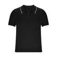 thumbnail image 4 of Lovskoo 2024 Men's Summer Solid Color Zipper Collared Shirt Casual Short Sleeve T Shirt Classic Shirts Black 2XL, 4 of 7