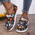 thumbnail image 2 of YLYL Women's Fashion Halloween Canvas Sneakers 2025 Pumpkin Ghost Print Low Top Lace up Walking Flat Shoes, 2 of 9