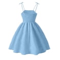 thumbnail image 3 of OGLCCG Girls Summer Dress Spaghetti Strap Ruched Flowy Beach Boho Midi Dresses Casual Teen Girl Elegant Smocked Cami Sundress 4-15 Years, 3 of 8