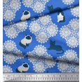 thumbnail image 2 of Soimoi Tissu Satin Modal Floral & Chat Imprimé par Yard 42 Pouces de Large, 2 of 3