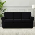 thumbnail image 4 of Subrtex 7-Piece Stretch Sofa Slipcover Sets with 3 Backrest Cushion Covers and 3 Seat Cushion Covers (Sofa, Black), 4 of 8