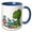 Blue/White, variant on 3drose, Cute Funny T-rex Dinosaur Making Pottery with Clay and Throwing, 11oz Mug