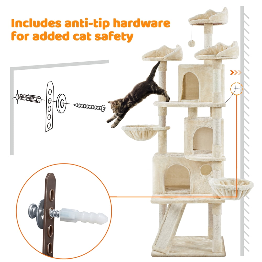 Yaheetech 76.5-inch Cat Tree Cat Tower with Condos, Beige