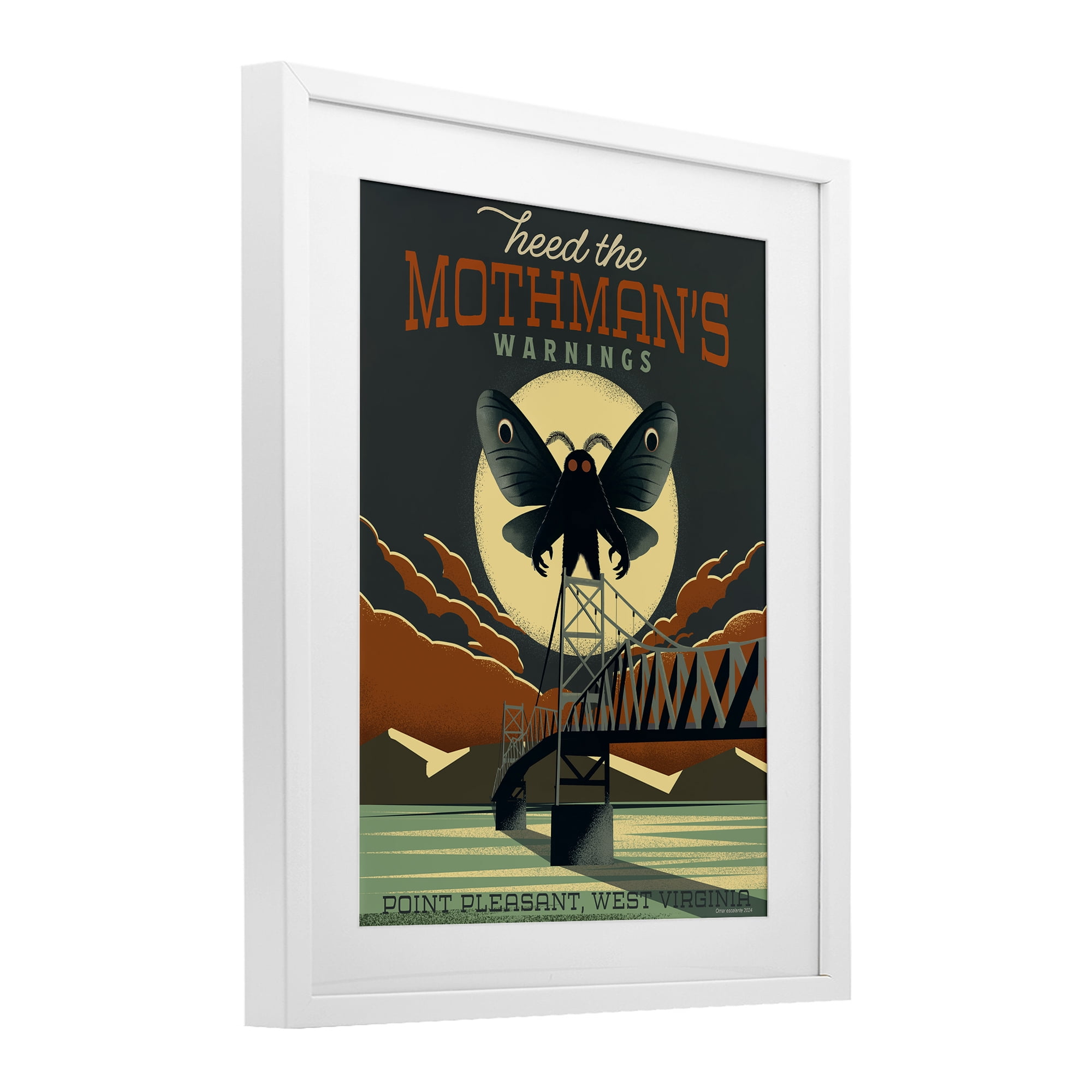 Stupell Industries Cryptid Tourism West Virginia White Framed Print Under Glass, design by Omar Escalante