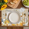 thumbnail image 4 of Daisy Spring Floral Placemats Set of 4, Farmhouse Botanical Bees Elegant Placemats for Dining Table, Place Mats for Kitchen Tabletop, Waterproof Wipeable Dining Table Mats Set, 4 of 9