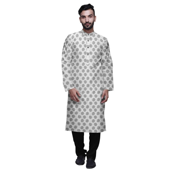 Atasi Printed Chinese Collar Casual Kurta With Churidar Mens Kurta Shirt