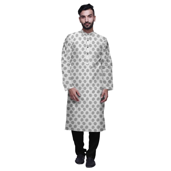 Atasi Satin Slub Ethnic Kurta With Churidar For Mens Printed Party Wear