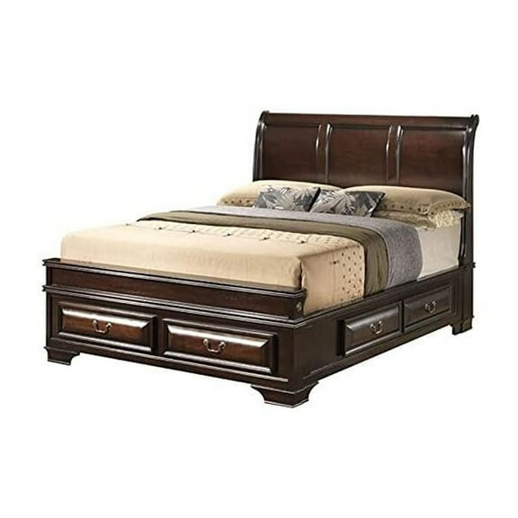 Glory Furniture LaVita Full Storage Bed w/Wood Panel Headboard in Cappuccino