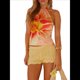 thumbnail image 2 of Top Corto Sin Mangas con Cuello Halter Y2K para Mujer, Estampado Floral, Espalda Abierta, Estilo Urbano de Verano Amarillo L, 2 of 9