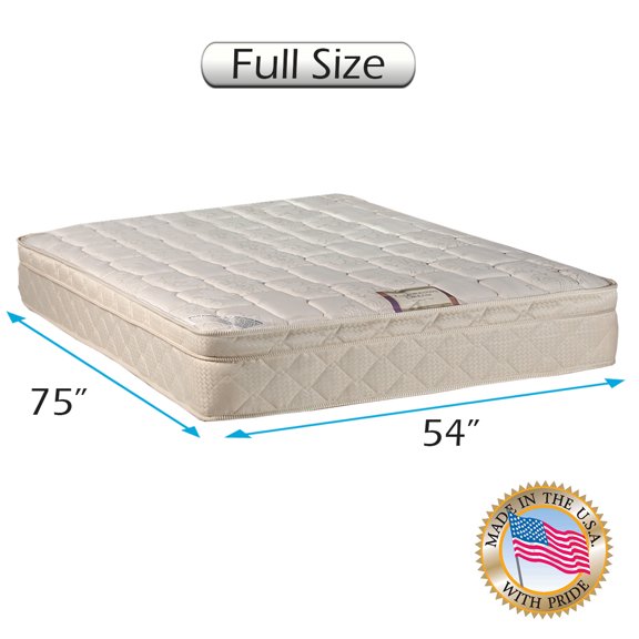 Dream World Inner Spring Mattress Only Pillowtop (Eurotop) - Medium Soft, Fully assembled, Orthopedic, Good for your back, Superior Quality by Dream Solutions USA (Full - 54"x75"x10")