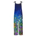 thumbnail image 3 of Usmixi Jumpsuits for Women Beach Bohe Fashion Loose Comfy Cotton Linen Strap Baggy Wide Leg Pocket Jumpsuits Overalls Summer Formal Tie-Dye Print Crewneck Sleeveless Long Rompers Dark Blue xl, 3 of 4
