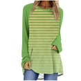 thumbnail image 2 of CaComMARK PI Women Long Sleeve Tops Dressy Casual Striped Print Graphic Round Neck Tops 2024 Fall Fashion Loose Blouse T Shirt clearance sales today deals prime, 2 of 5