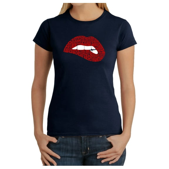 LA Pop Art Women's Word Art T-Shirt - Savage Lips
