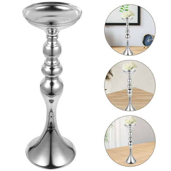HEMOTON 1Pcs Silver Aluminium Alloy Tall and Narrow Vase for Wedding Table Centerpieces Home Decoration 14.93X5.11X5.11in