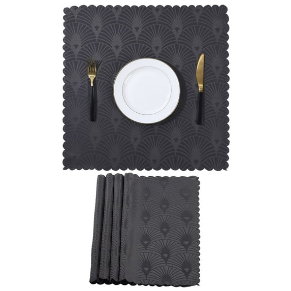 Yesfashion Jacquard Cloth Napkin Set of 4, Spill Proof Waterproof Anti-Wrinkle Elegance Polyester Napkins for Kitchen Parties
