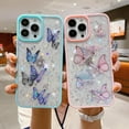 thumbnail image 5 of Compatible with iPhone 15 Pro Butterfly Case Cute Bling Glitter Stars Transparent Clear Design Girly Women Girls Soft TPU Lens Protection Luxury Shockproof Shockproof Cover, Pink, 5 of 7