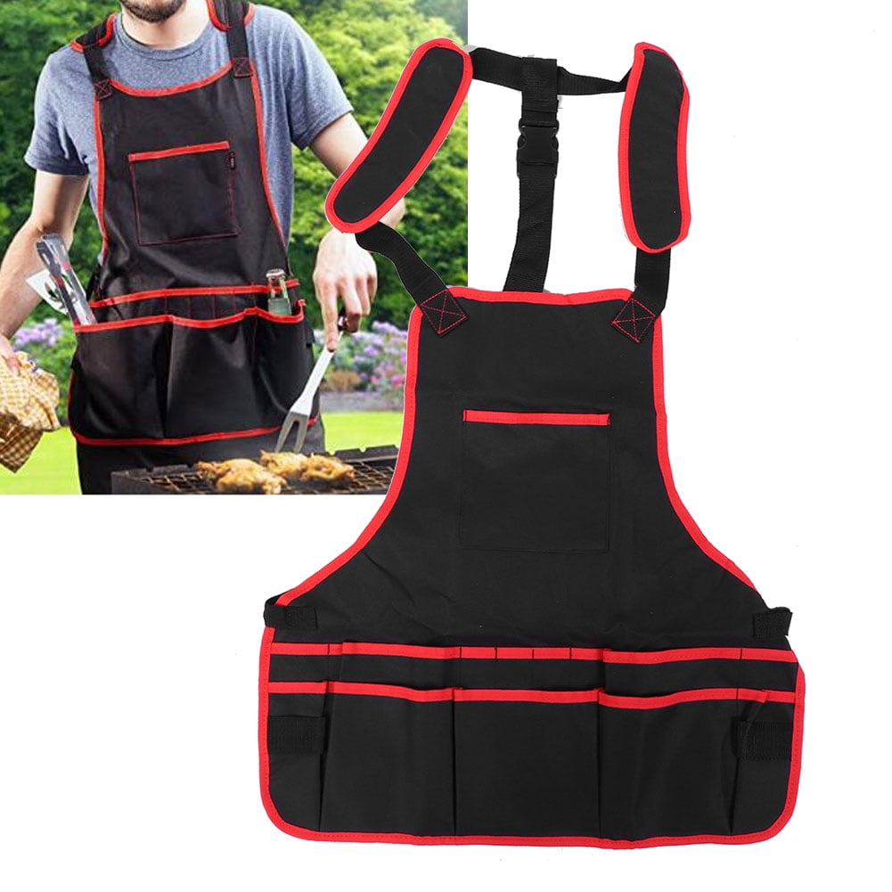 Mgaxyff Work Apron, Multifunction Adjustable Polyester Garden Work Apron with Pockets Tools