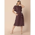 thumbnail image 5 of Indya Women's Maroon Foil Boota Belted A-Line Dress, 5 of 6