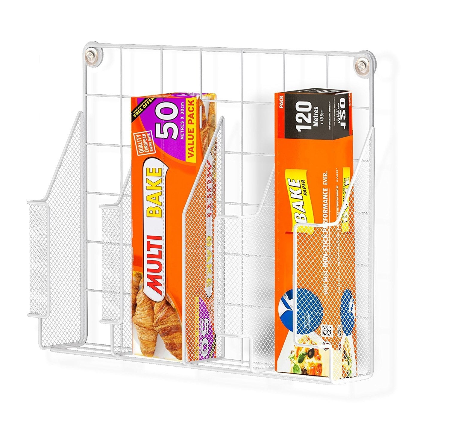 Home Intuition Wall Door Mount Kitchen Wrap Organizer Rack, White