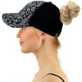 thumbnail image 3 of C.C Ponytail Criss Cross Messy Buns Ponycaps Baseball Cap Dad Trucker Mesh Hat (Distressed Paisley Black), 3 of 3