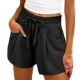 thumbnail image 2 of Beach Shorts for Women Summer Casual Elastic High Waist Drawstring Lightweight Vacation Shorts with Pockets, 2 of 7