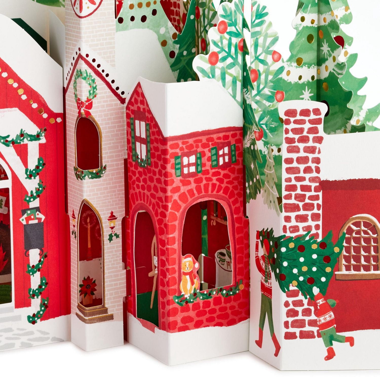 Carte de Noël super géante, Paper Wonder de Hallmark, décoration des fêtes pour la table (Village de Noël, en accordéon)
