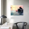 thumbnail image 3 of ONETECH Yoga Room Wall Decor, Canvas Print Zen Concept Art Poster, Spa Stones and Waterlily in Lake at Sunset Picture, Bathroom Meditation Room Decoration 16\x12\, 3 of 4