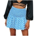 thumbnail image 2 of Idoravan Women's Basic Versatile Skirt Clearance Women High Waist Dot Print Mini Skirt Elasticity Waist A-Line Short Skirt, 2 of 9