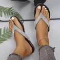 thumbnail image 5 of Womens Sparkly Rhinestone Flat Flip Flops Open Toe Casual Summer Shoes Black 36, 5 of 8
