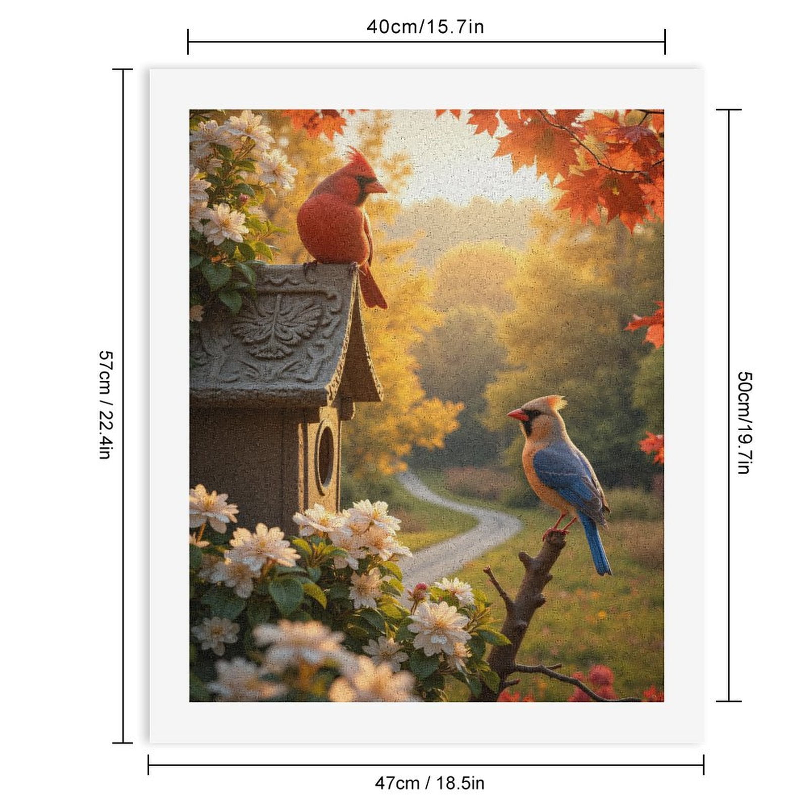 Paint By Numbers Kit for Adults Beginner - DIY Birds Autumn Blossom Birdhouse Scenic Canvas Painting Kits for Adults, Frameless Paint By Number for Adults for Home Wall Decor 16x20 Inch